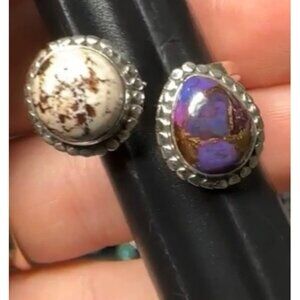 Wild Horse & Purple Mojave Turquoise Sterling Silver Bypass Ring Size 8.5